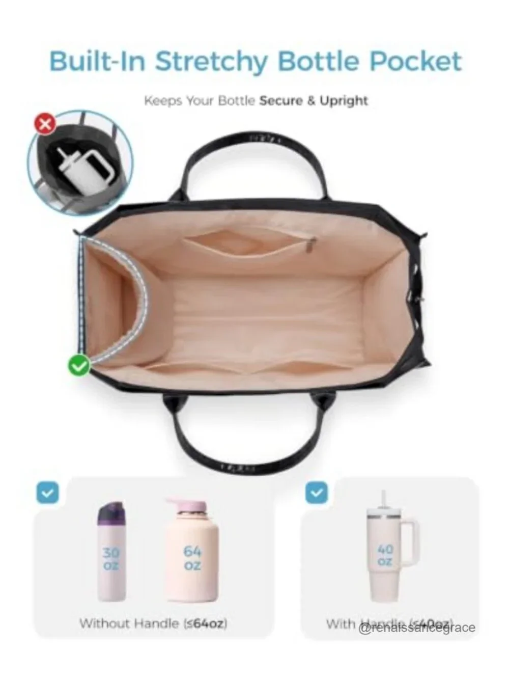 Waterproof Vinyl Tote Bag Top Handle Multi Pocket Work Travel